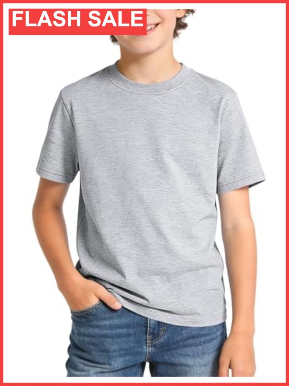 Boys Cotton Short Sleeve Tee Crew Neck T-Shirt Basic Top